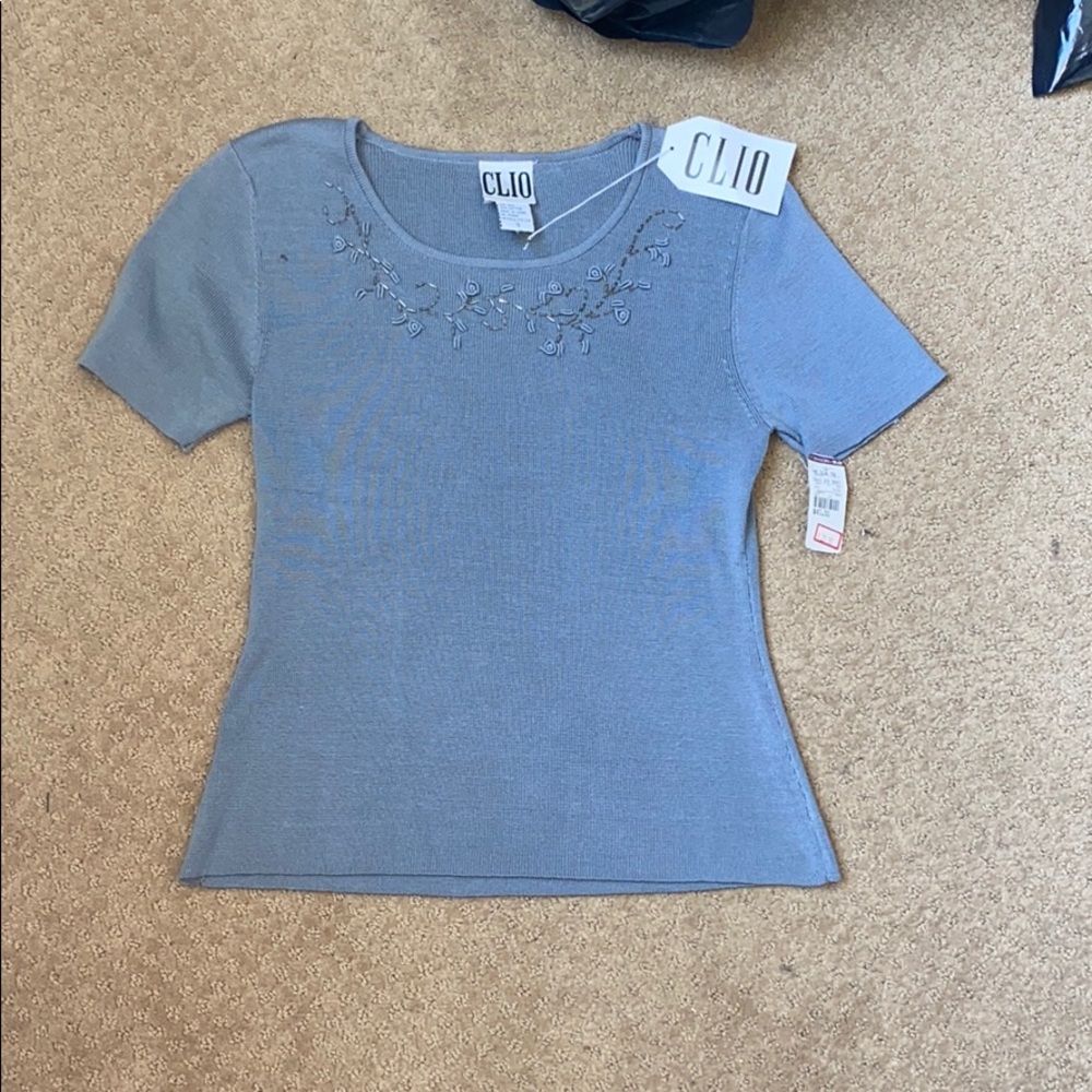 Grey knit blouse